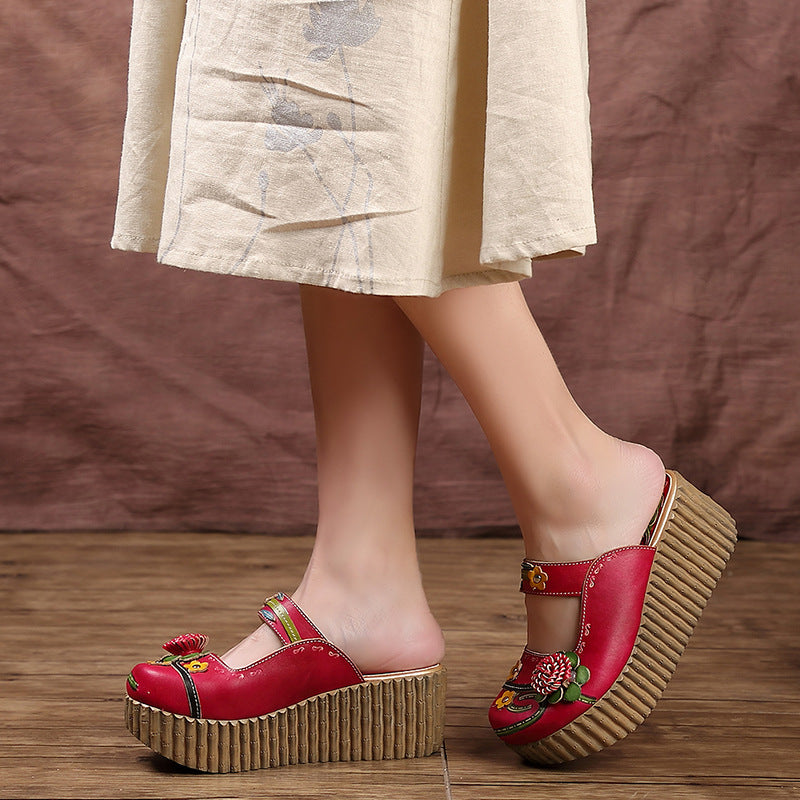 Women's Thick Bottom Muffin Ethnic Style Candy Sandals