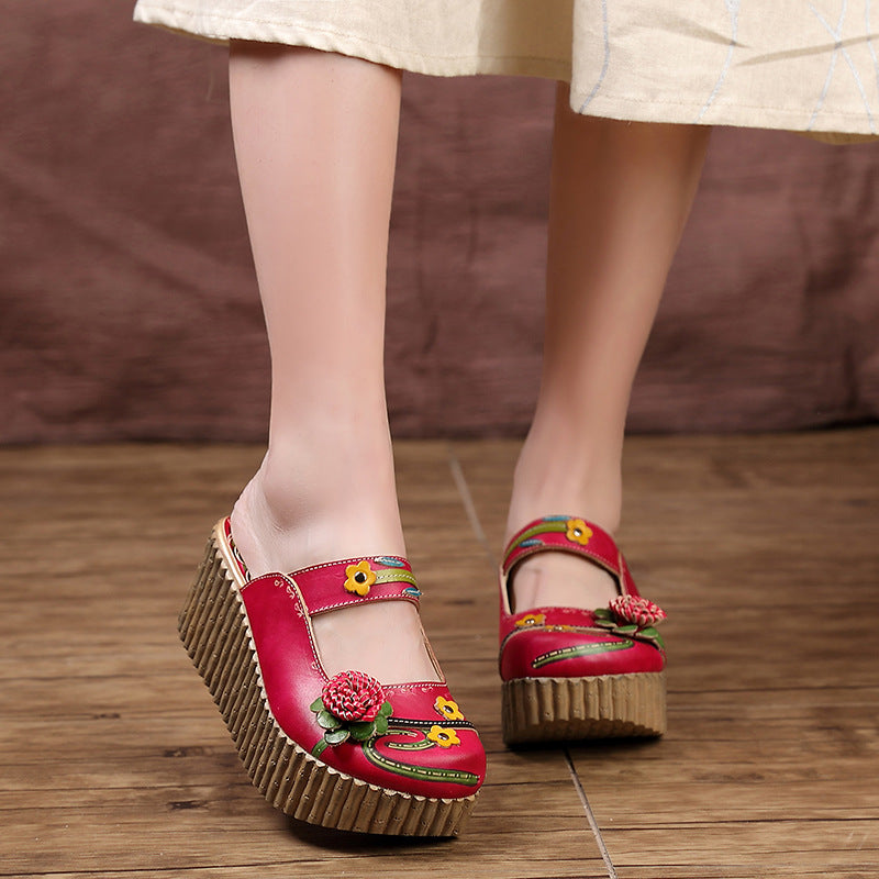 Women's Thick Bottom Muffin Ethnic Style Candy Sandals