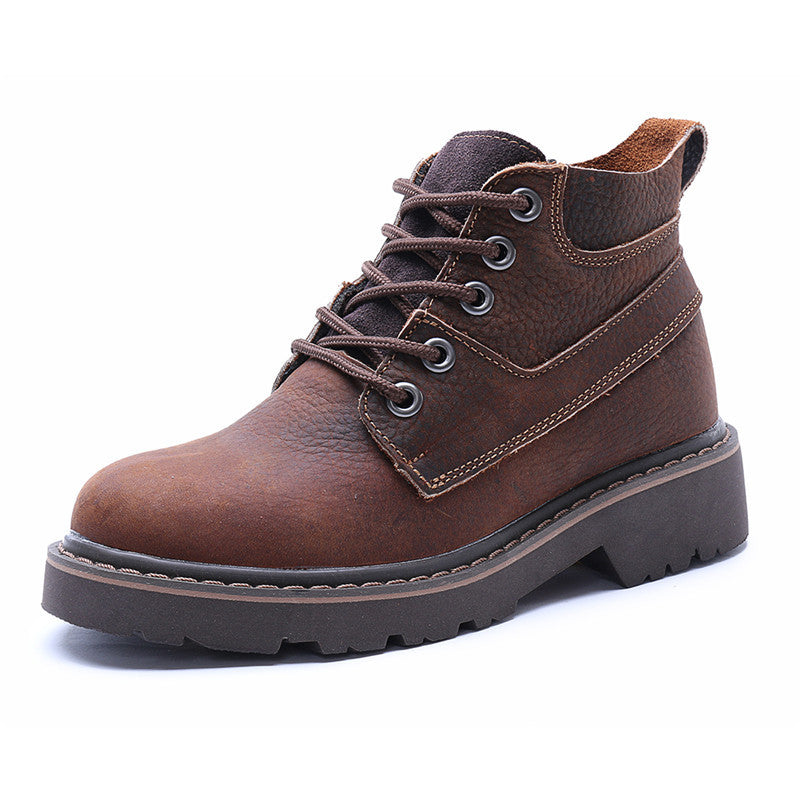 Women's & Men's Couple Motorcycle Genuine Outdoor Martin Cowhide Boots