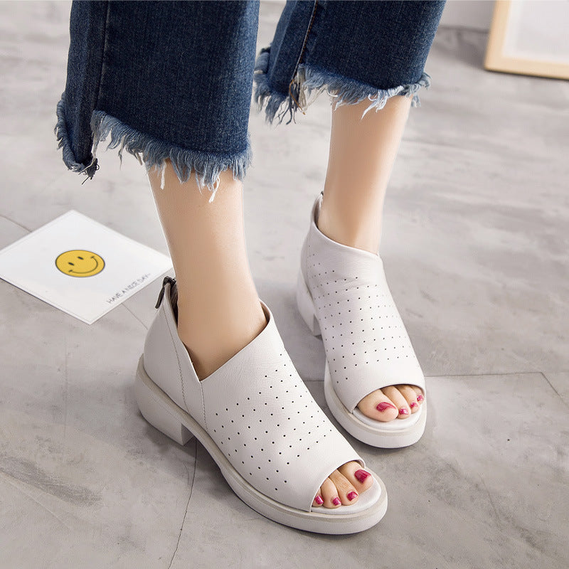 Women's Mouth Personality Kitten Solid Color Trendy Sandals
