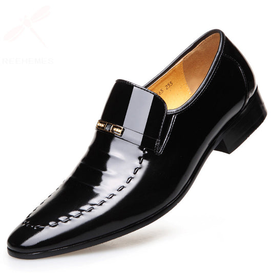 Men's Man's Head Spring Pointed Toe Patent Business Leather Shoes