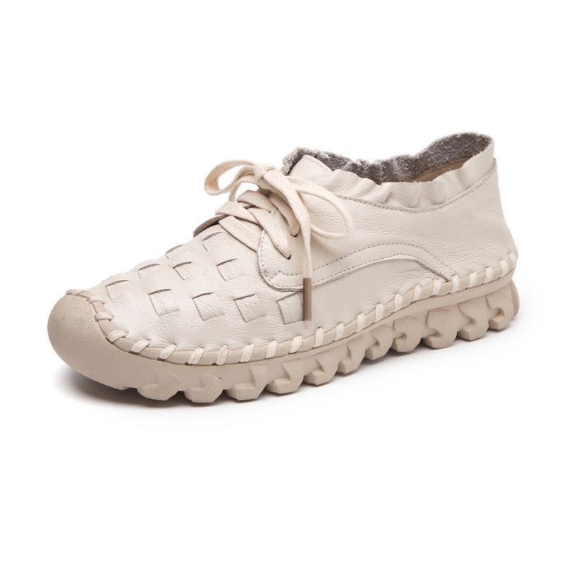 Women's Autumn Round Toe Genuine Low Flats Men's Shoes