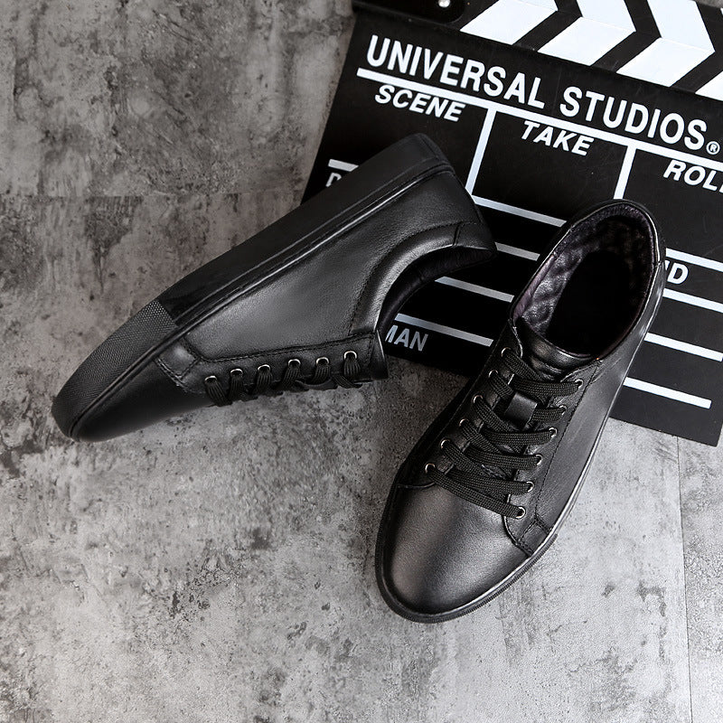 Men's White First Layer Cowhide Plus Size Sneakers