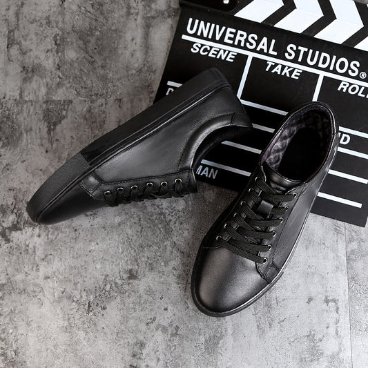 Men's White First Layer Cowhide Plus Size Sneakers