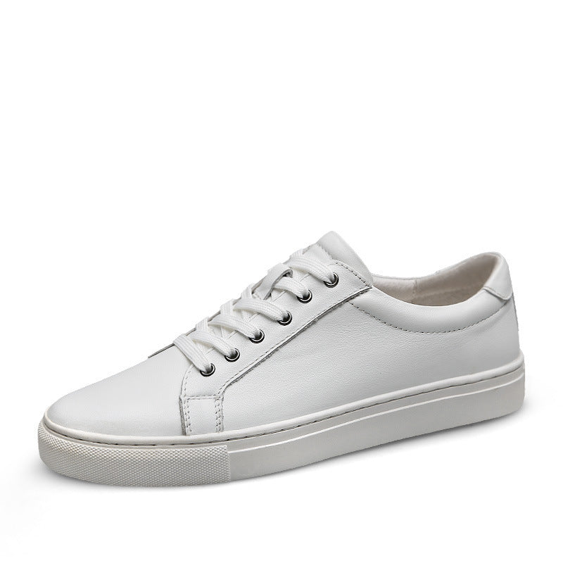 Men's White First Layer Cowhide Plus Size Sneakers