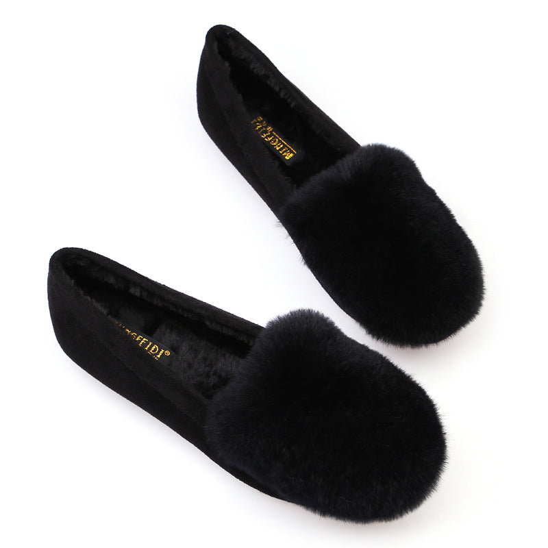 Women's Fluffy Korean Plush Flat Warm Plus Casual Shoes