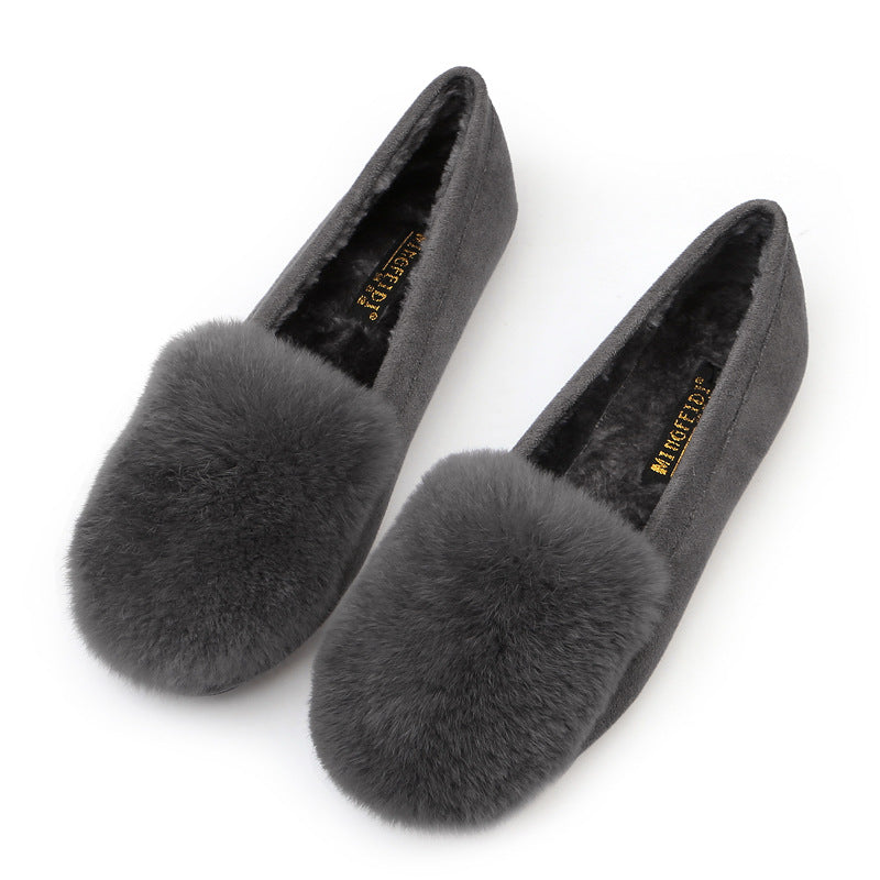 Women's Fluffy Korean Plush Flat Warm Plus Casual Shoes