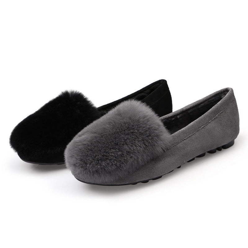 Women's Fluffy Korean Plush Flat Warm Plus Casual Shoes