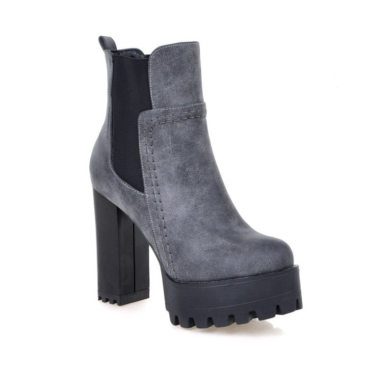 Women's Fashion Short Thick Super High Large Women's Leather Boots