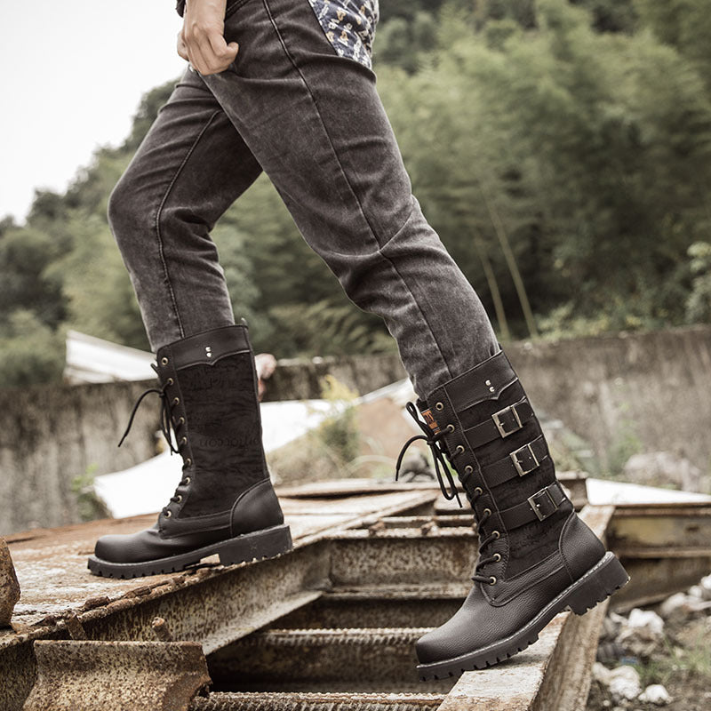 Men's High Leg Outdoor Military Trendy Plus Size Big Boots