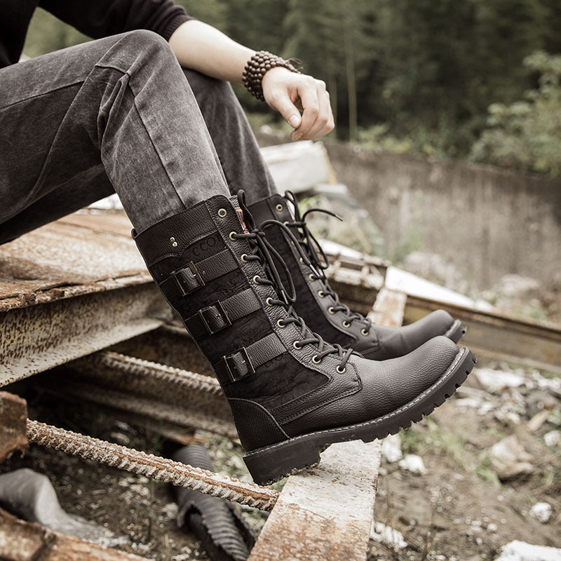 Men's High Leg Outdoor Military Trendy Plus Size Big Boots