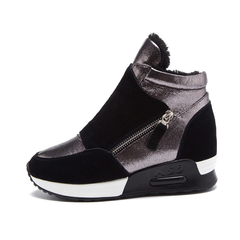 Women's Winter Genuine Thick Bottom Heightened Female Cotton Muffin Women's Board Shoes