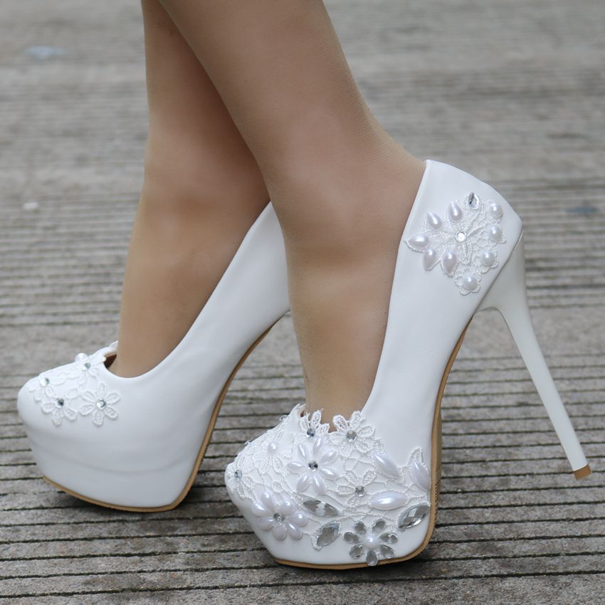 Pearl Party Plus Size Stiletto Waterproof Women's Shoes