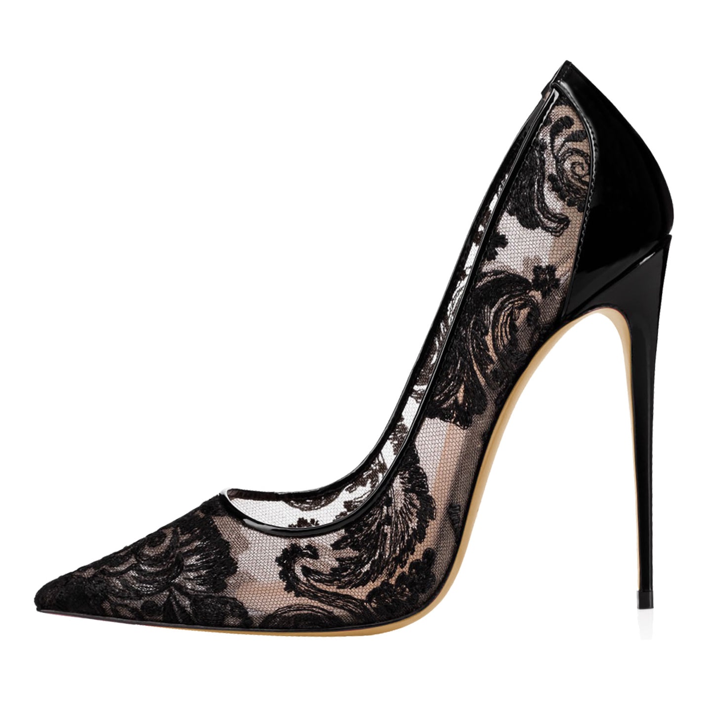 Women's Lace Hollow Out Shallow Mouth Sexy Cm High Large Size Women's Fashion Shoes