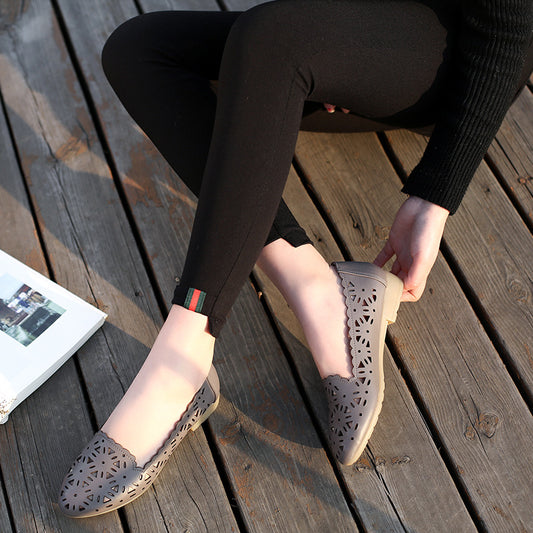Women's Pumps Flat Hollow Low-cut Hole Pointed Toe Sandals