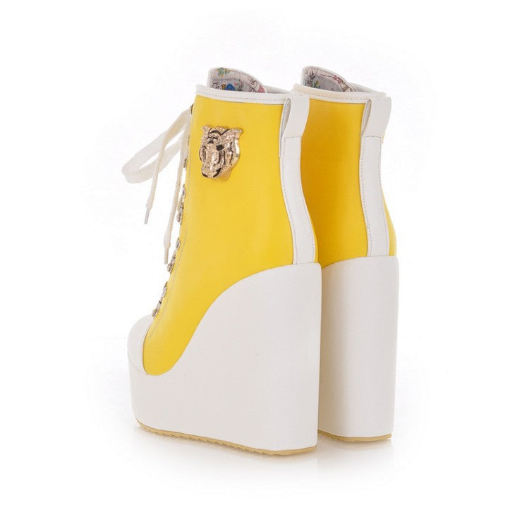 Women's Short Lace Up Female Customized Large Women's Leather Boots
