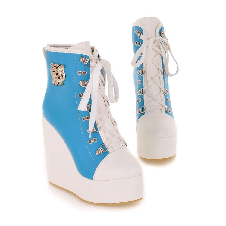 Women's Short Lace Up Female Customized Large Women's Leather Boots