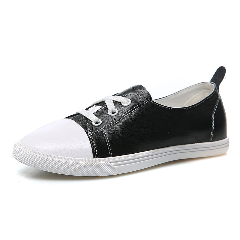 Women's First Layer Cowhide Comfortable White Match Women's Casual Shoes