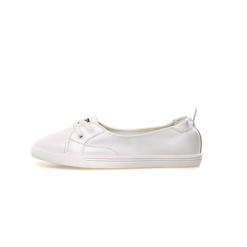 Elegant Women's Low-cut Slip-on White Single-layer Loafers