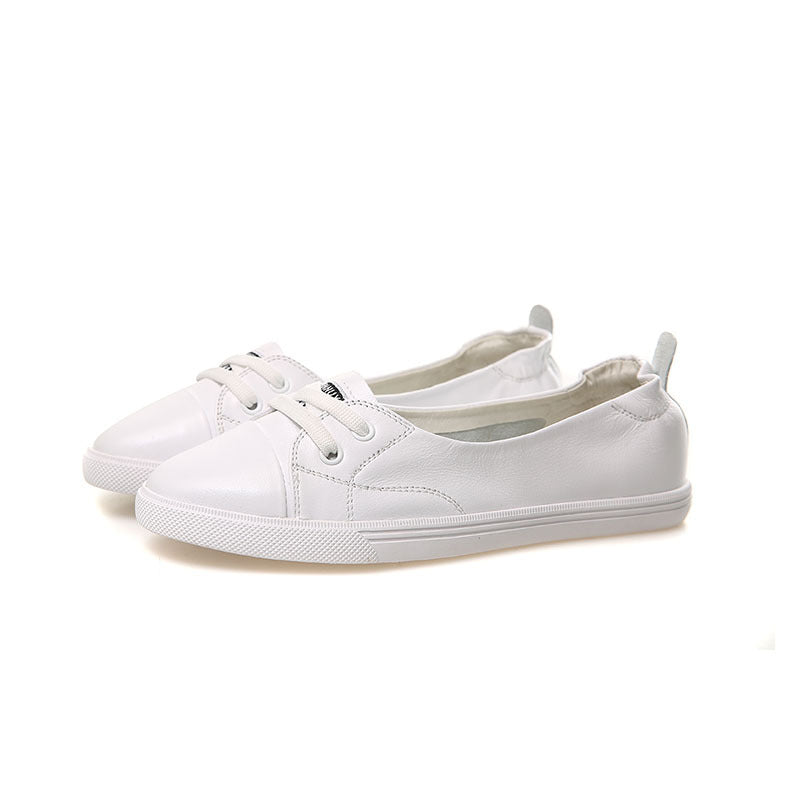 Women's First Layer Cowhide Comfortable White Match Women's Casual Shoes