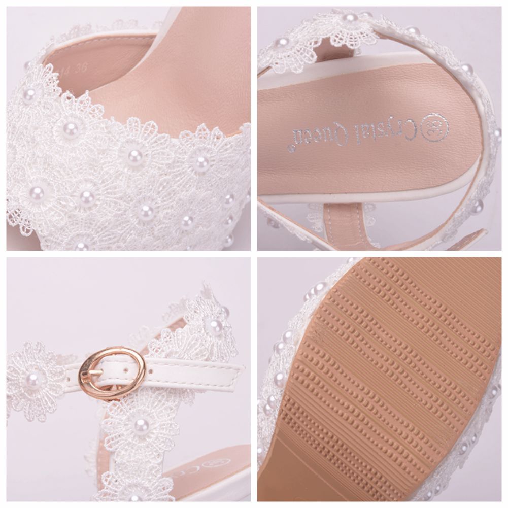 High-heeled Stiletto White Lace Wedding Bridal Women's Shoes