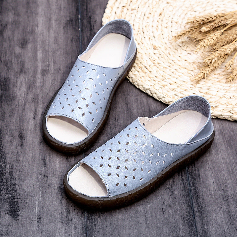 Genuine Soft Bottom Hole Fish Mouth Sandals