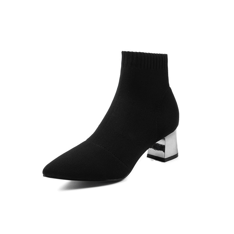 Women's Fashion Short Knitted Metal Stretch Boots