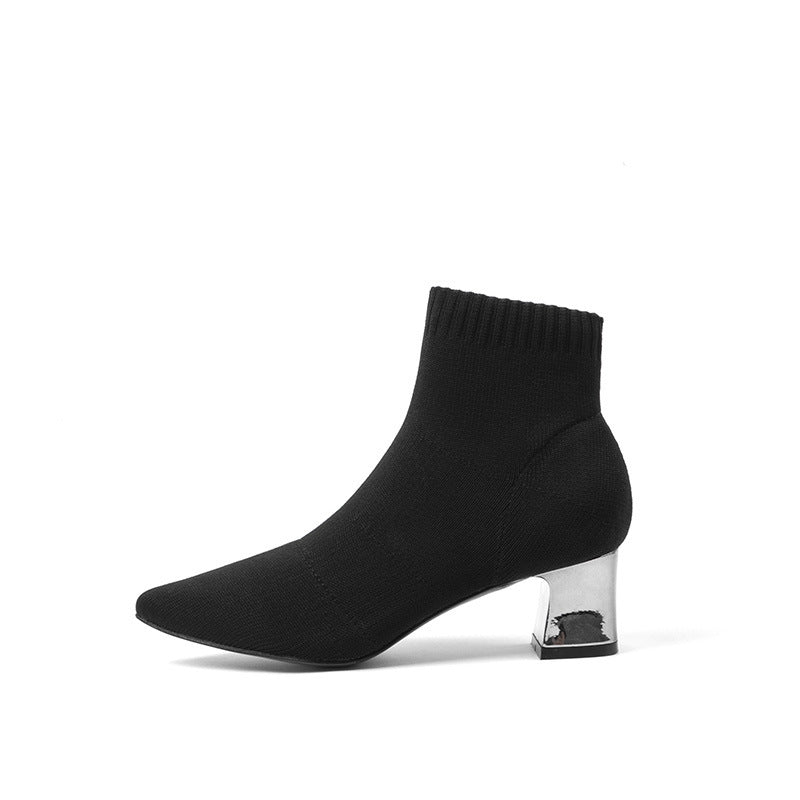 Women's Fashion Short Knitted Metal Stretch Boots