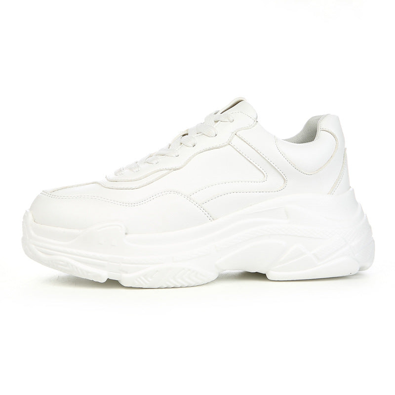 Women's Korean Height Increasing Insole Dad Platform White Women's Sports Shoes