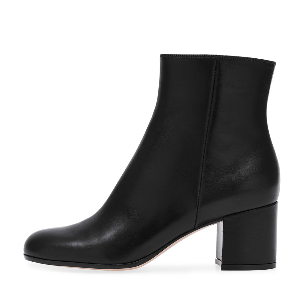 Women's Chunky Round Toe Mid Ankle Large Boots