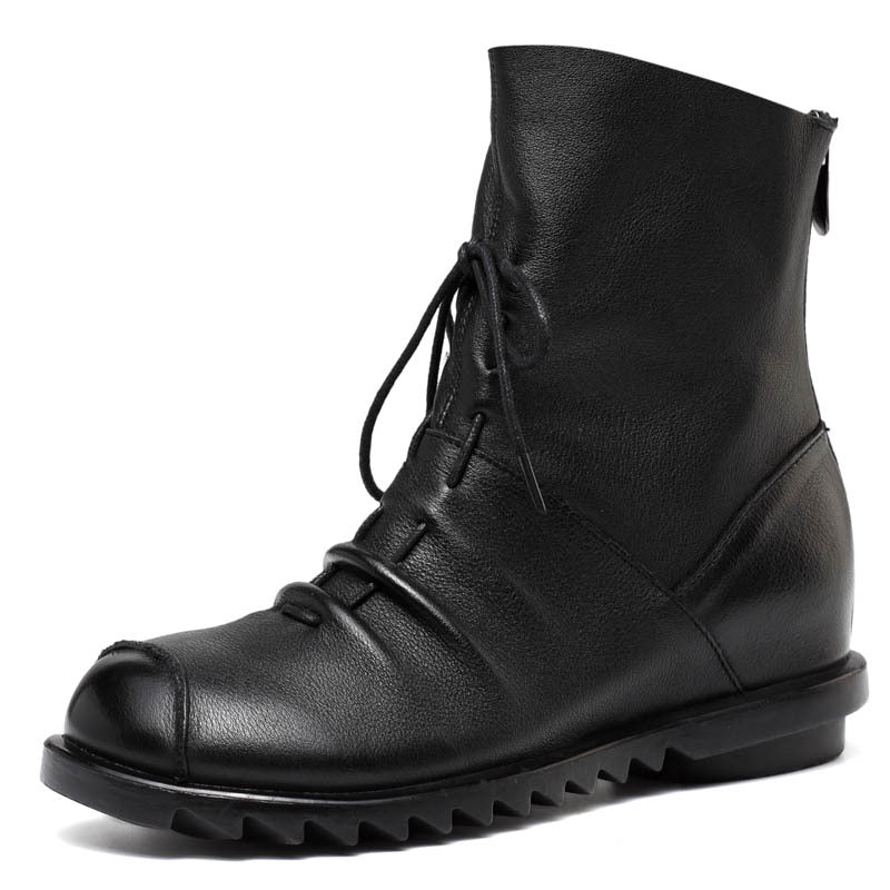 Women's Toe Summer Ankle With Soft Bottom Wedge Women's Leather Boots