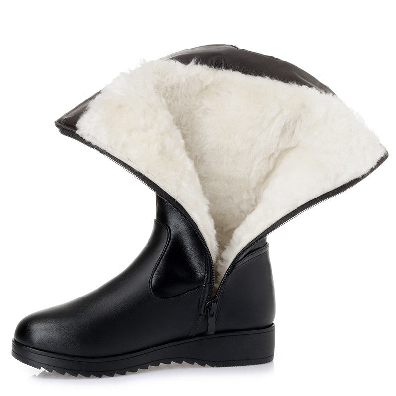 Women's Winter Fleece-lined Thickened Chunky Middle High Long Tube Mother Women's Shoes
