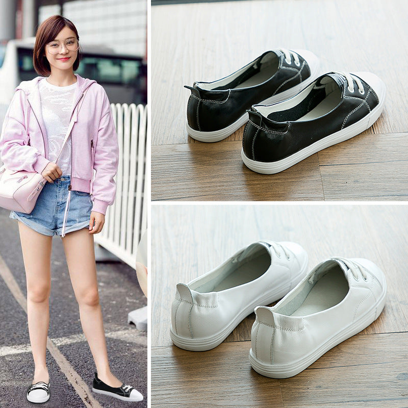 Women's Authentic White Flat Korean Style Travel Driving Women's Casual Shoes