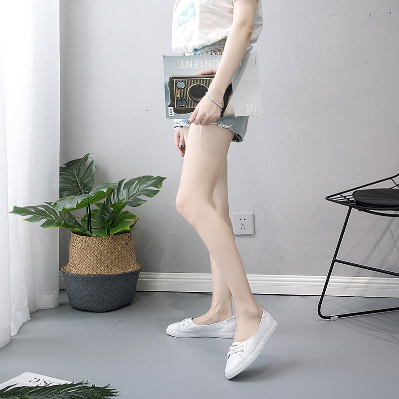 Women's Authentic White Flat Korean Style Travel Driving Women's Casual Shoes