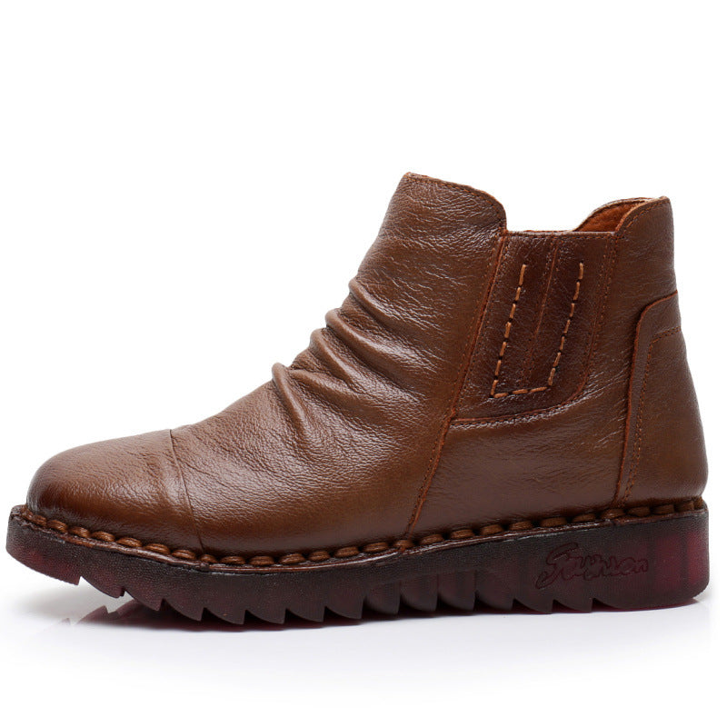 Women's Genuine Soft Soled Flats Short Female Fleece-lined Mother Boots