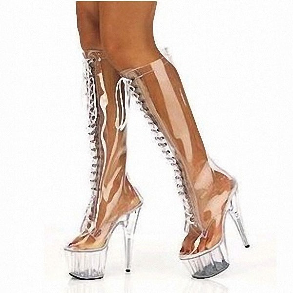 Leg Pole Dance Front Strap Club Boots