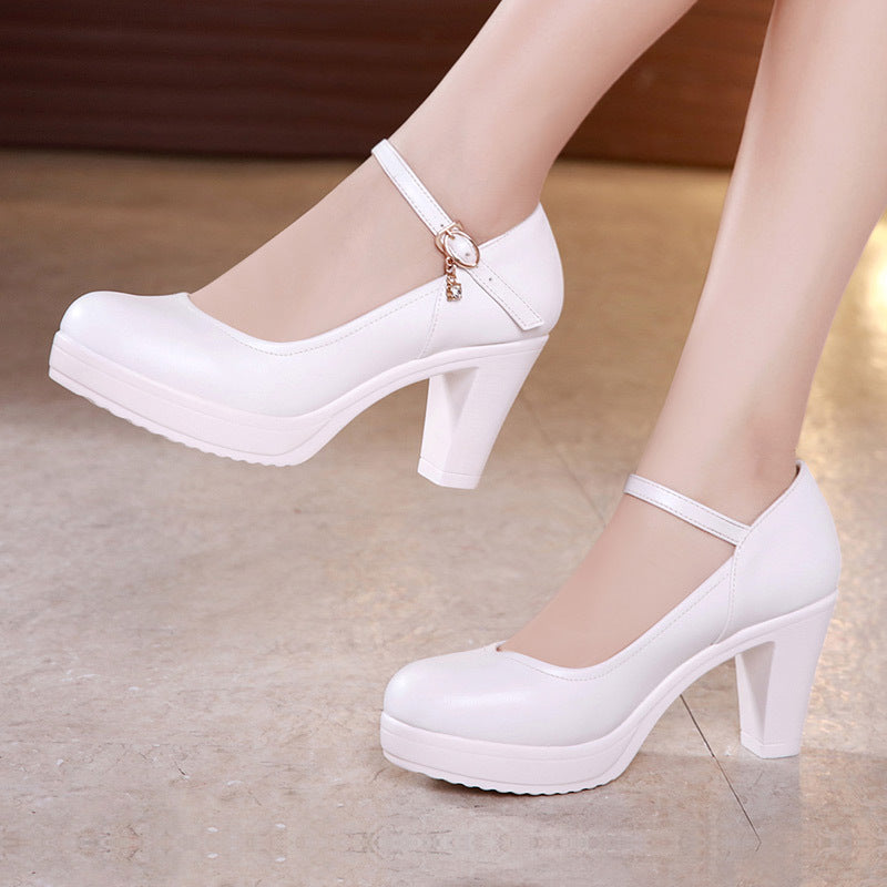 Women's Chunky Thick Bottom Low-cut Comfortable Super High Cheongsam Model Catwalk Heels