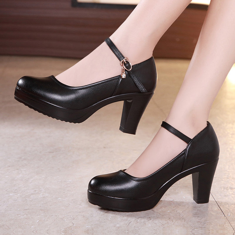 Women's Chunky Thick Bottom Low-cut Comfortable Super High Cheongsam Model Catwalk Heels