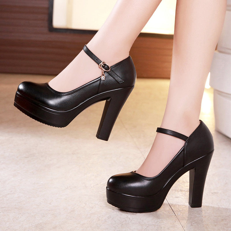 Women's Chunky Thick Bottom Low-cut Comfortable Super High Cheongsam Model Catwalk Heels