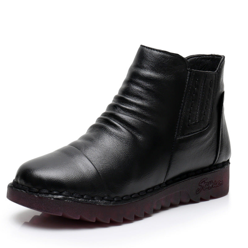 Women's Genuine Soft Soled Flats Short Female Fleece-lined Mother Boots