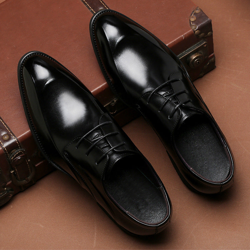 Men's Dress Genuine Business Black British Korean Style Leather Shoes