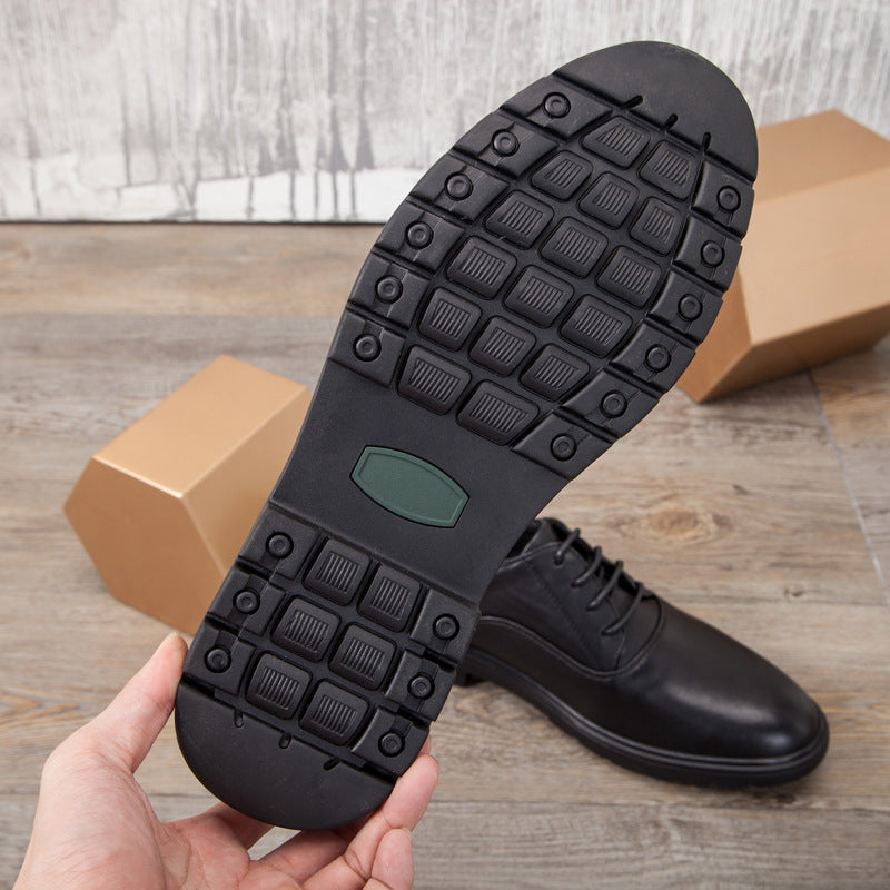 Men's Autumn Genuine Bald Business Round Toe Casual Shoes