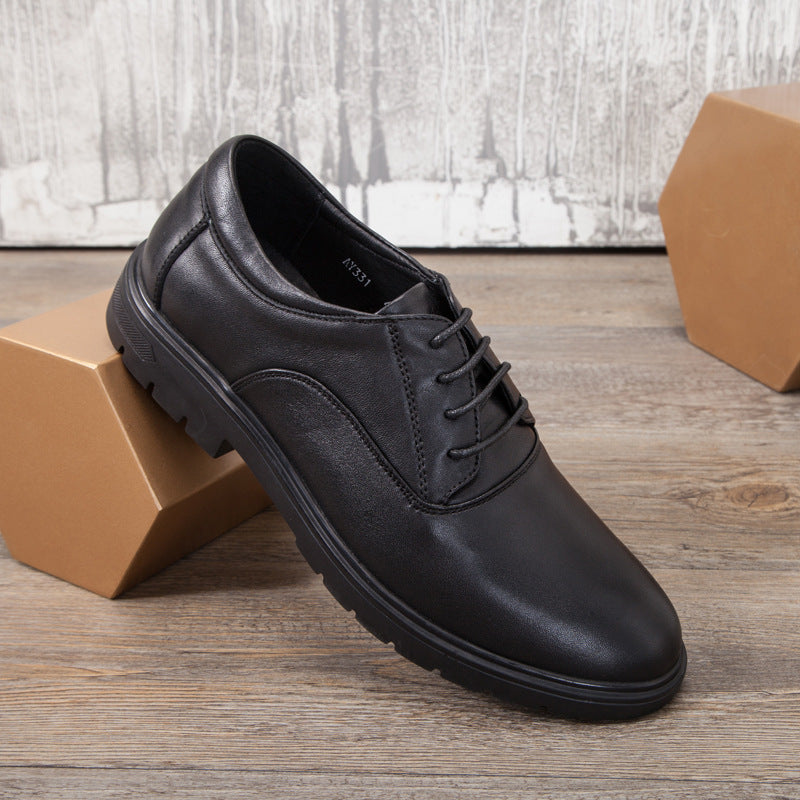 Men's Autumn Genuine Bald Business Round Toe Casual Shoes