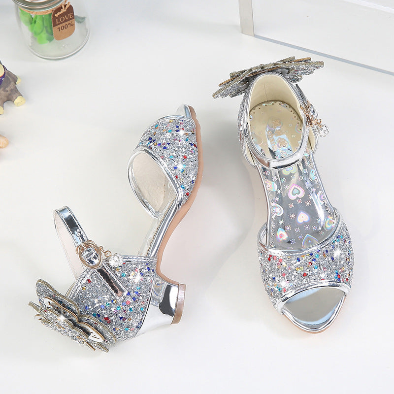 Children's Small Bowknot Aisha Princess Crystal Fish Kid's Sandals