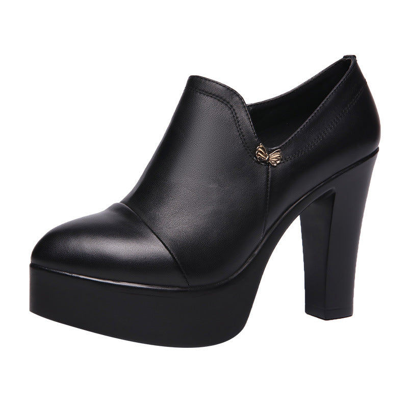 Women's High Pumps Deep Mouth Pointed Toe Chunky Heels