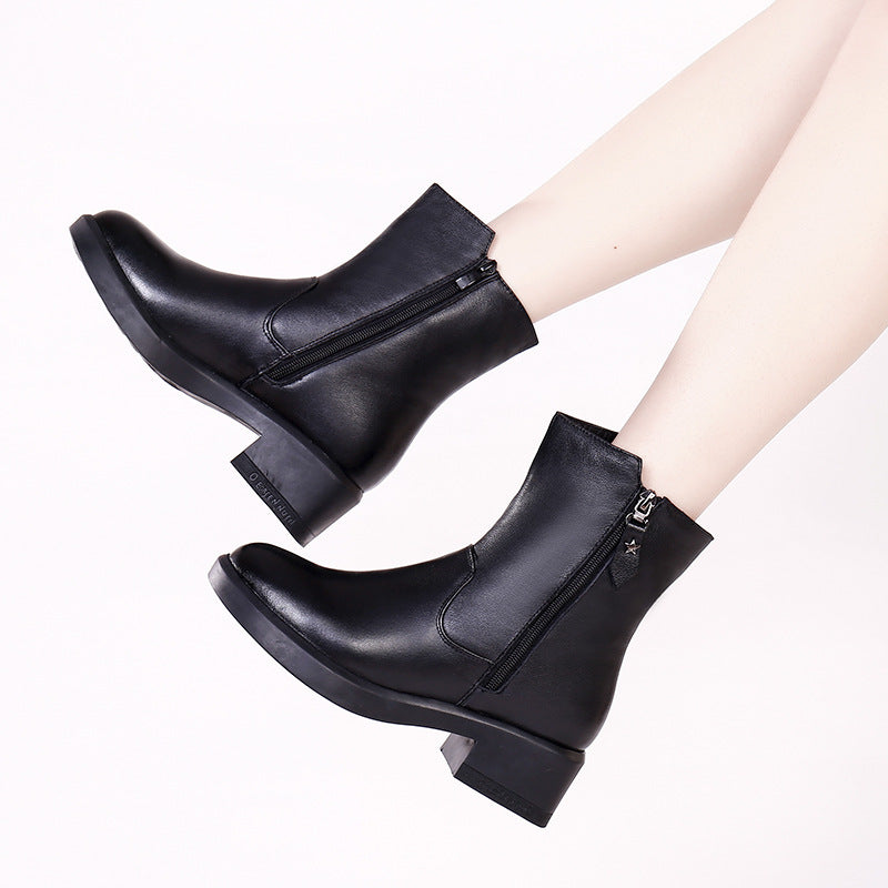 Women's Winter Wool Short Fleece-lined Warm Cotton Boots