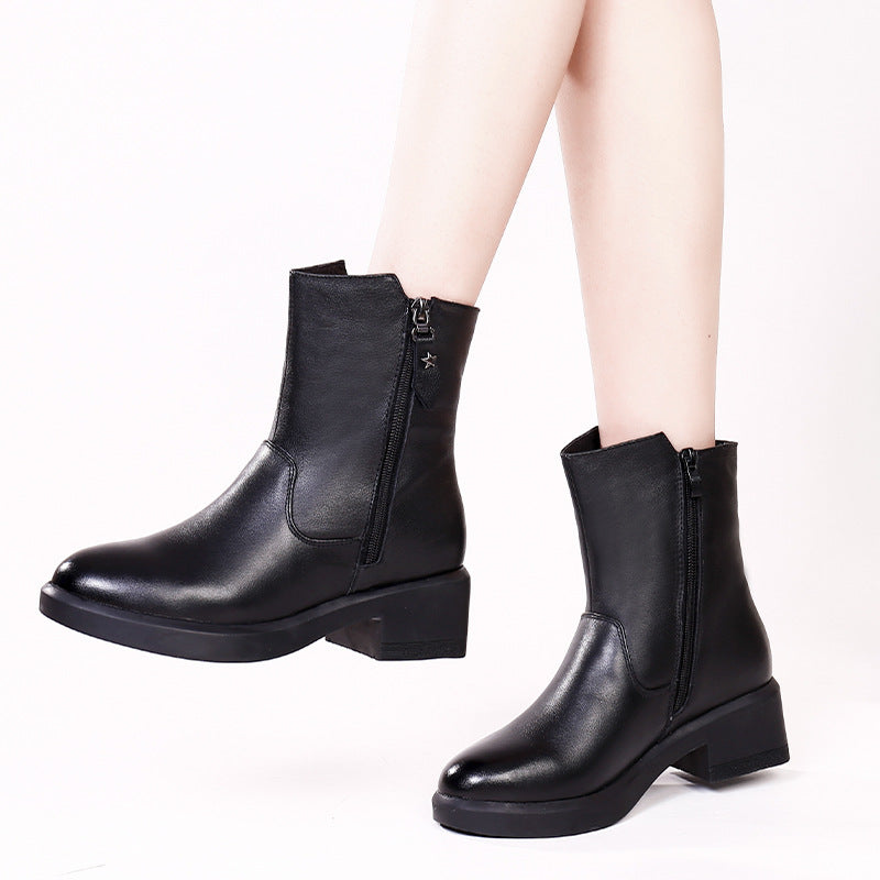 Women's Winter Wool Short Fleece-lined Warm Cotton Boots