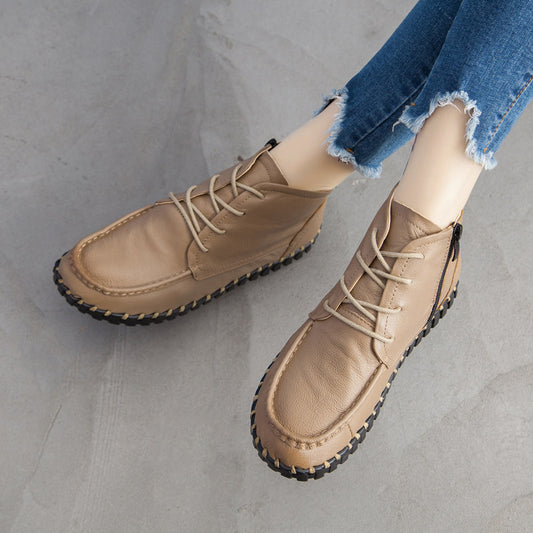 Women's Retro Ankle Soft Bottom Comfortable Genuine Boots