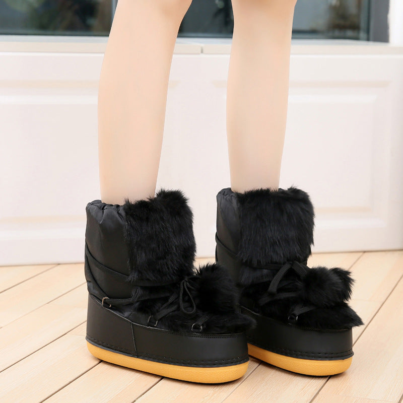 Women's Ball Short Fur Space Cotton Snow Boots