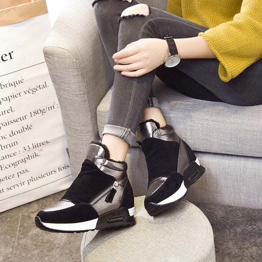 Women's Winter Genuine Thick Bottom Heightened Female Cotton Muffin Women's Board Shoes